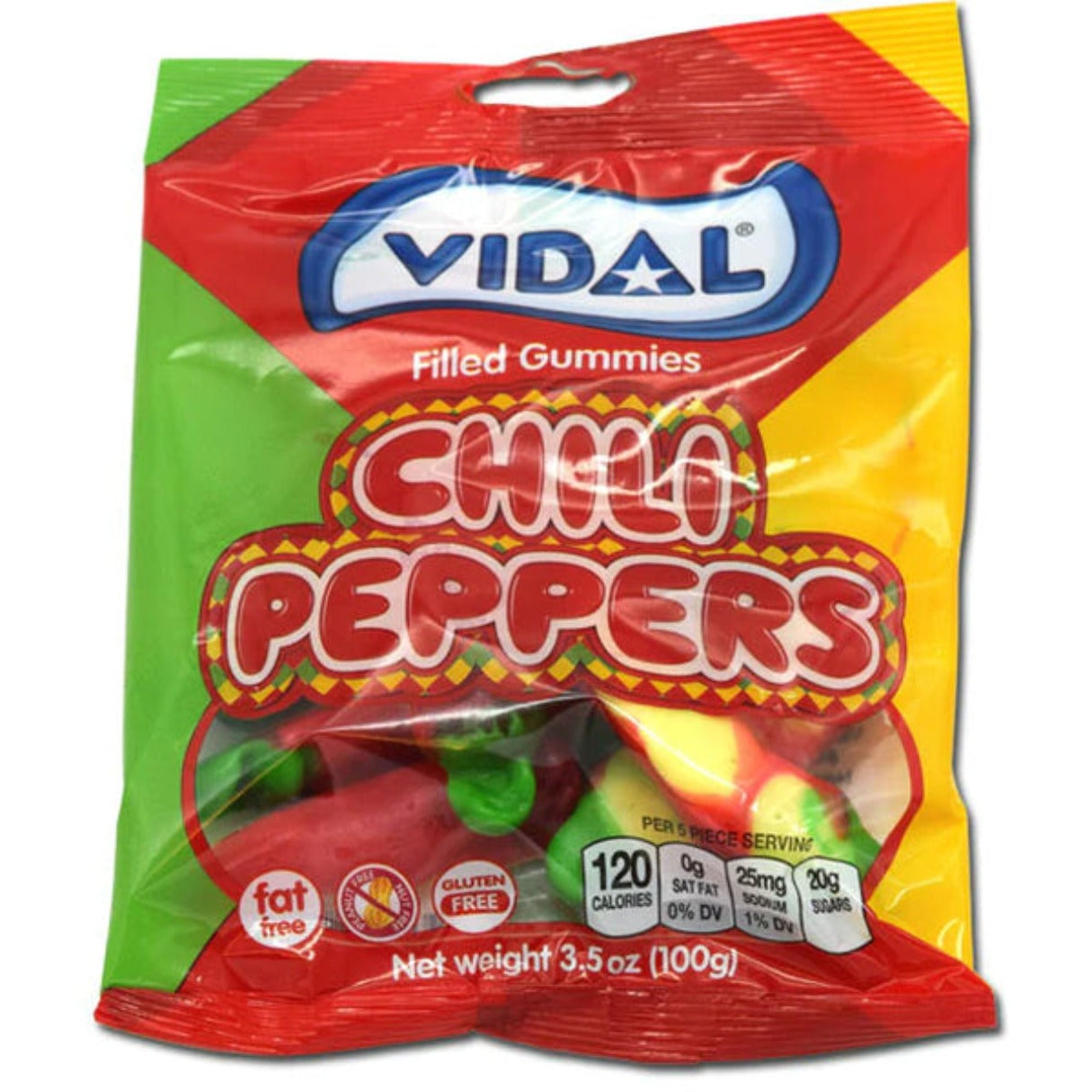 Vidal Chili Peppers Filled Gummies Bag  3.5oz - 14ct