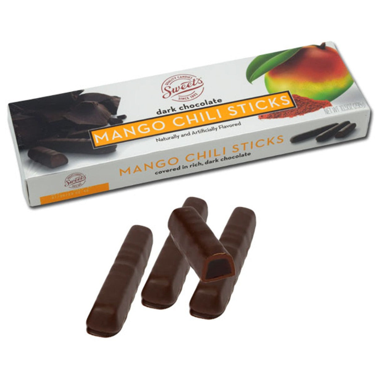 Sweet's Dark Chocolate Sticks Mango Chili 10.5oz - 12ct – I Got Your Candy