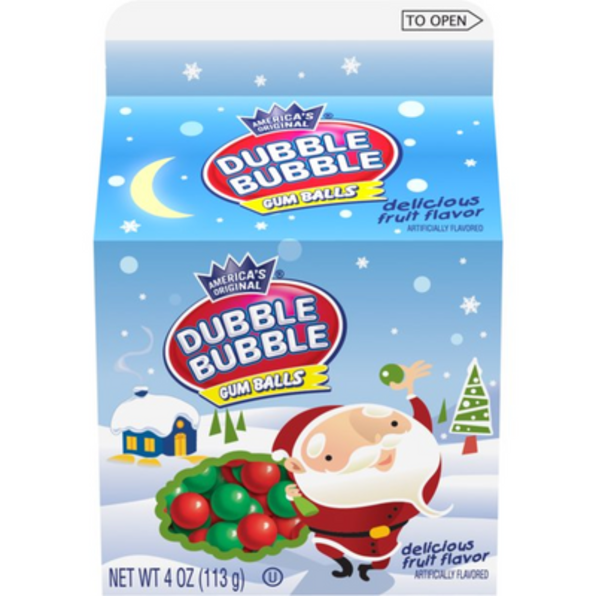 Dubble Bubble Christmas Gumballs Carton  4oz - 12ct