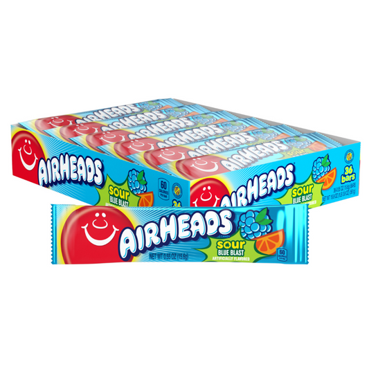 Airheads Sour Blue Blast Taffy 0.55oz - 36ct