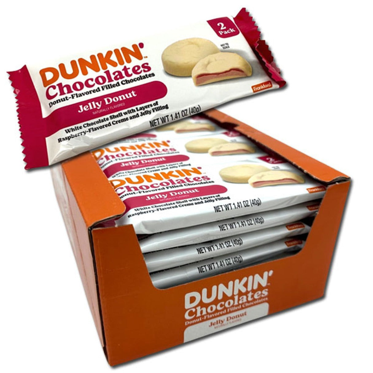 Frankford Dunkin' Jelly Donut-Flavored Filled Chocolates  1.4oz - 28ct