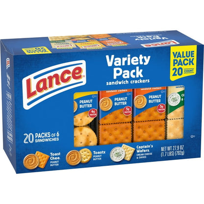 Lance Sandwich Crackers Variety Pack 3 Flavors - 20ct