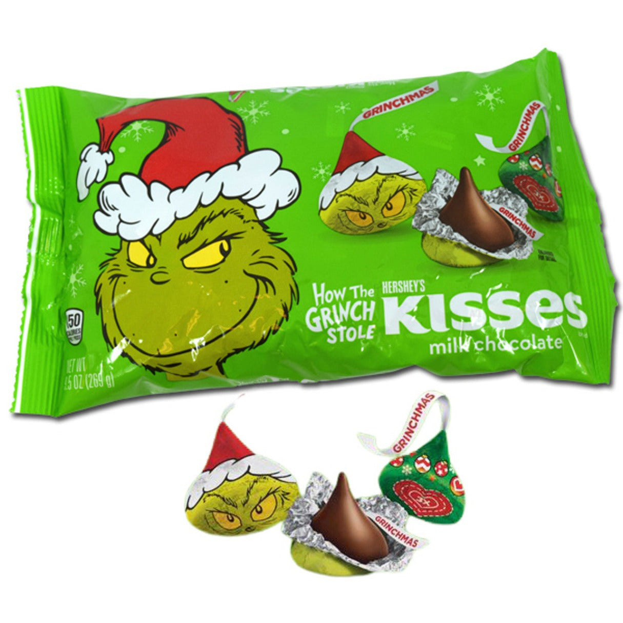 Grinch Hershey's Kisses Bag 9.5oz - 16ct – I Got Your Candy