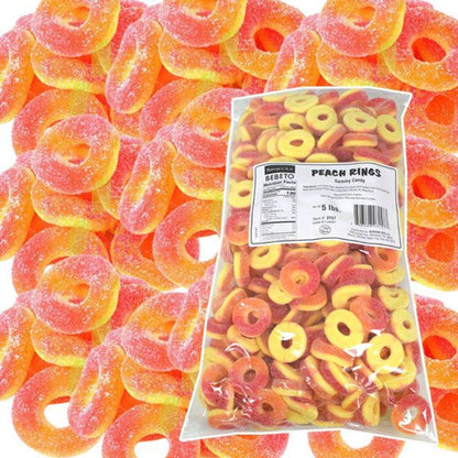 Kervan Gummi Peach Rings Bulk Bag 5lb - 1ct