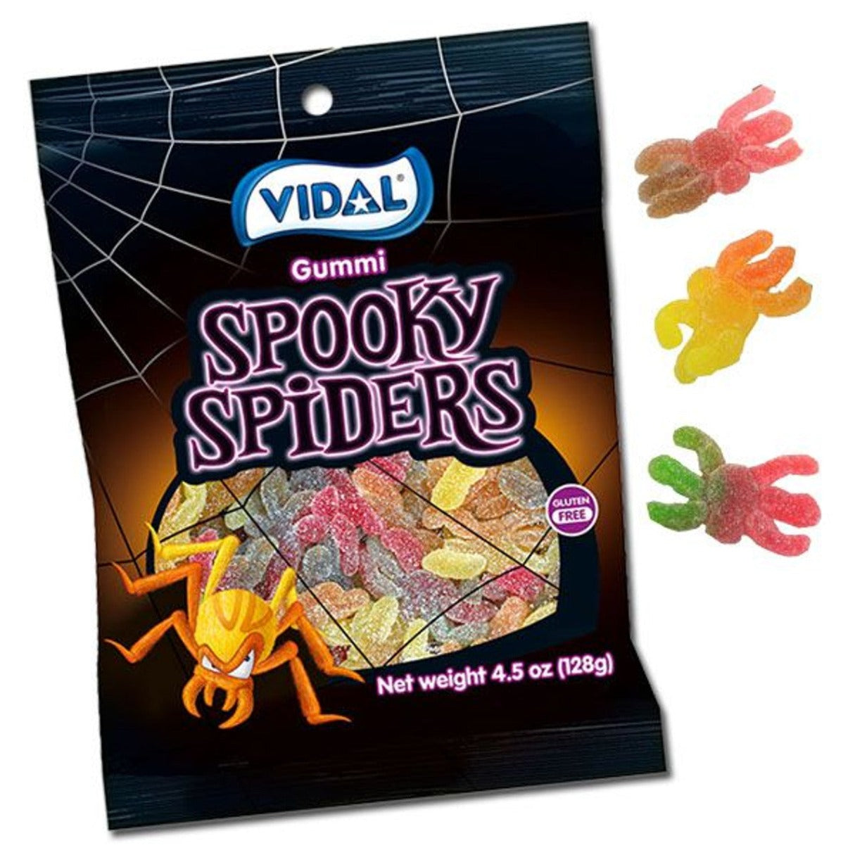 Vidal Gummi Spiders Candy Peg Bag  4.5oz - 6ct