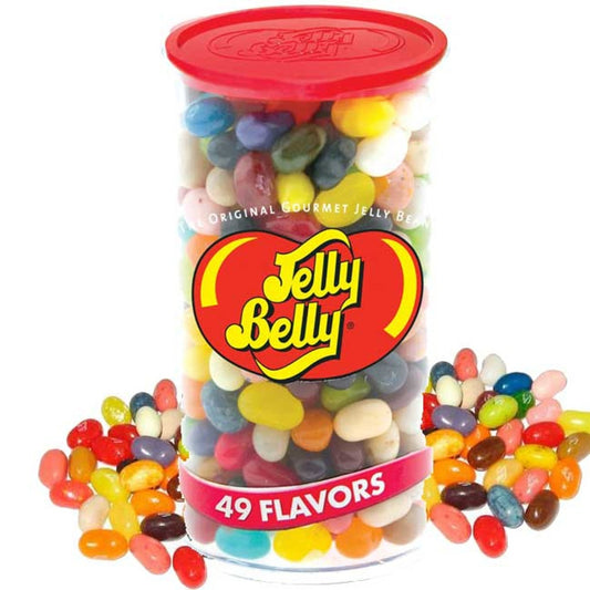 Jelly Belly 49 Flavor Clear Plastic Can Jelly Beans 12oz - 12ct