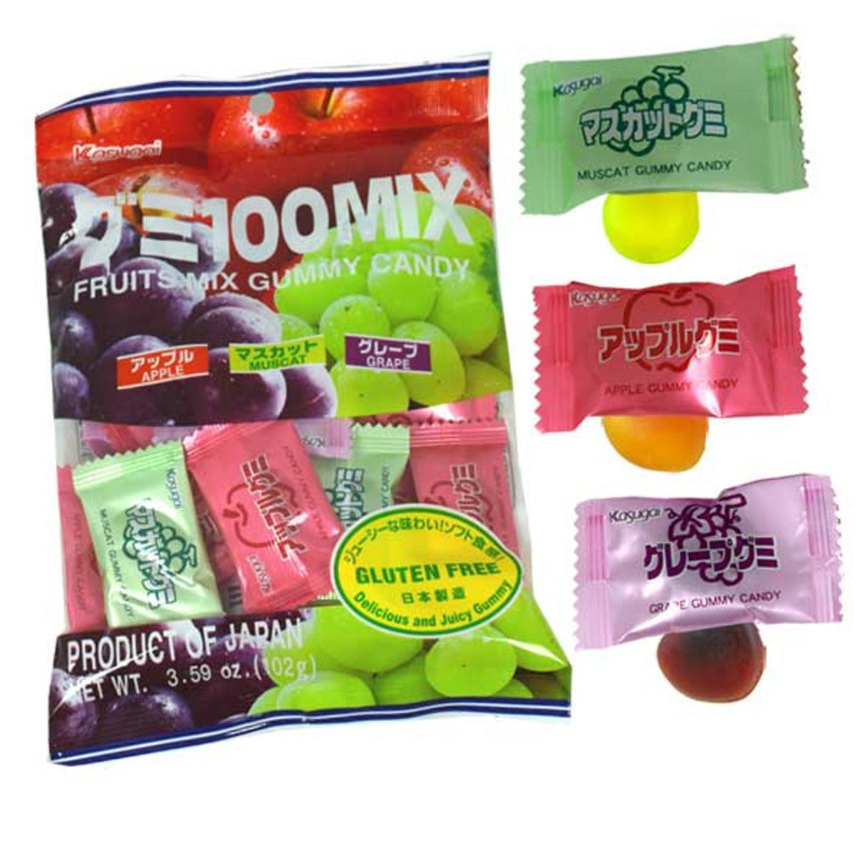 Kasugai Gummy Assorted Flavor Peg Bag 3.59oz - 12ct