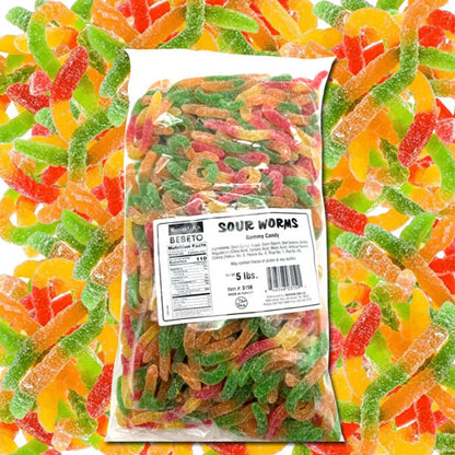 Kervan Sour Gummy Worms Large Bulk Bag 5lb - 1ct