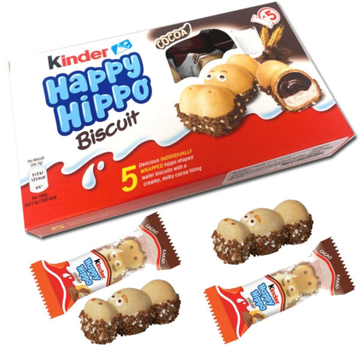 Kinder Happy Hippo Cocoa Biscuits - 12ct