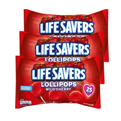 Lifesaver Wild Cherry Valentine's Lollipops 8.8oz - 12ct