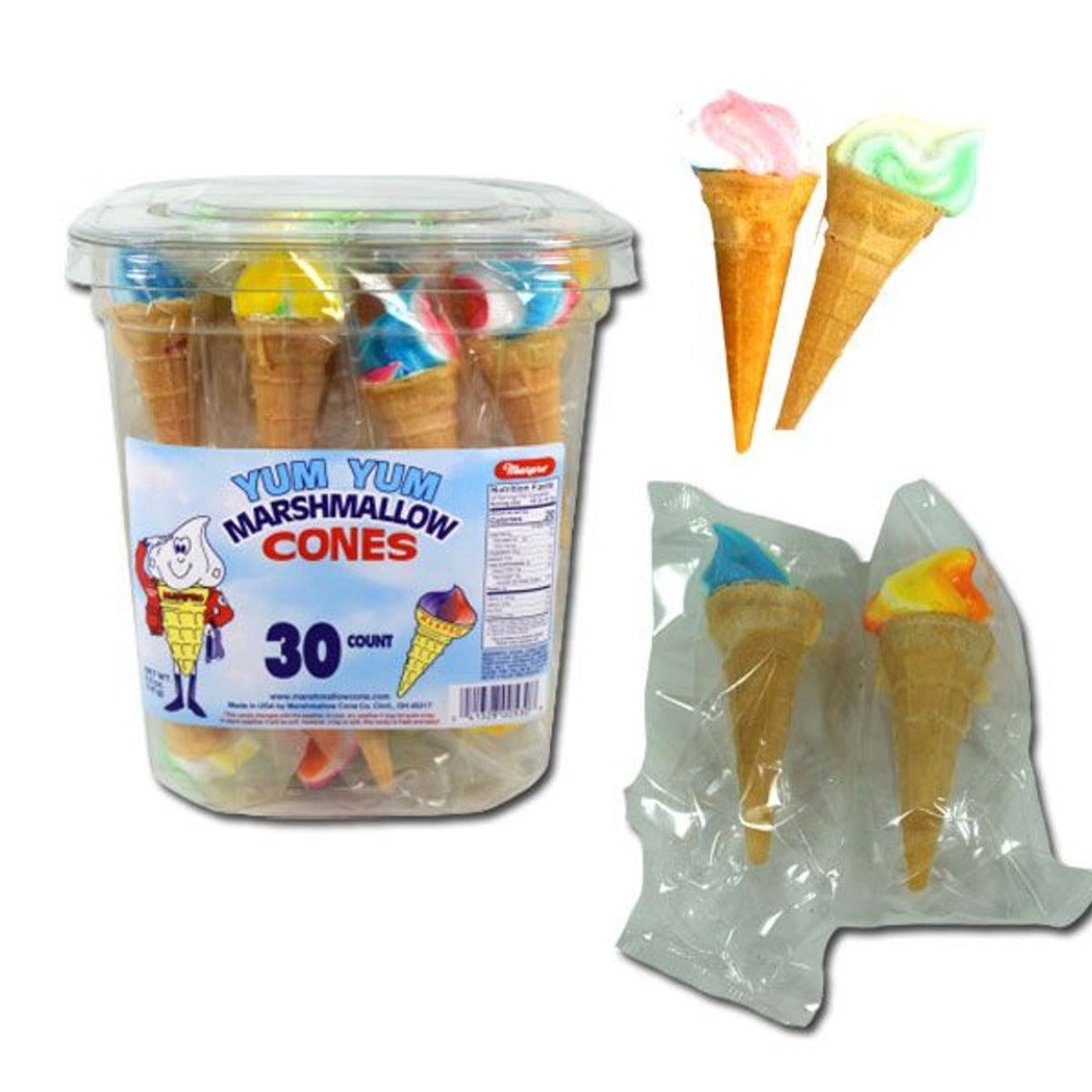 Yum Yum Marshmallow Cones Tub 5oz- 30ct