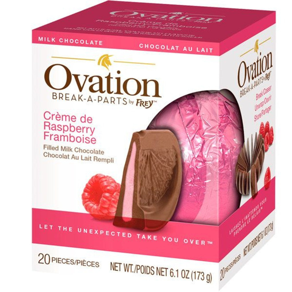 Ovation Creme De Raspberry Milk Chocolate Ball 6.17oz - 12ct