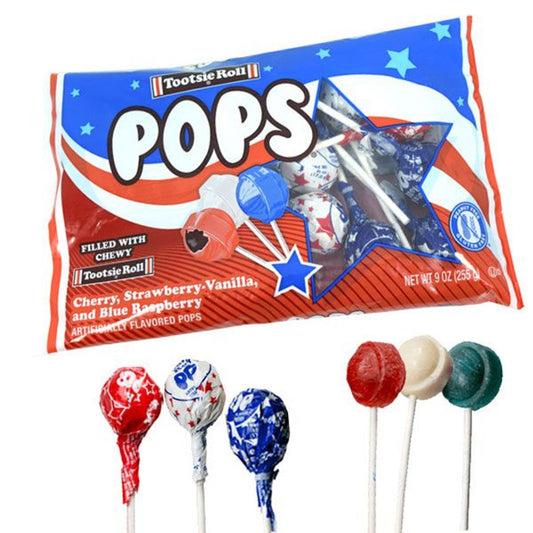 Patriotic Tootsie Pops  Red White & Blue 9oz - 12ct