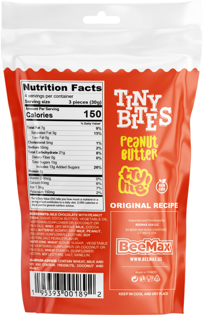 Beemax Tiny Bites Peanut Butter Waffle Cones 4.24oz - 12ct