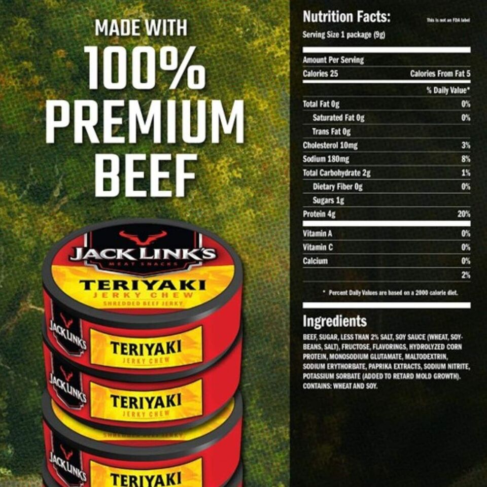 Jack Link's Shredded Beef Jerky Chew Teriyaki  .32oz - 36ct