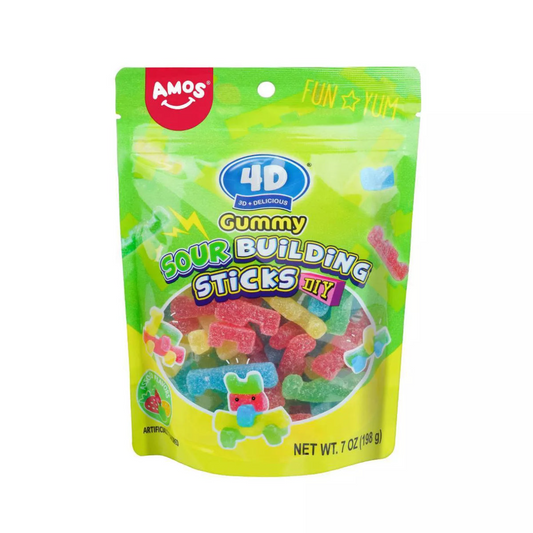 Amos 4D Gummy Sour Building Sticks 7oz - 12ct