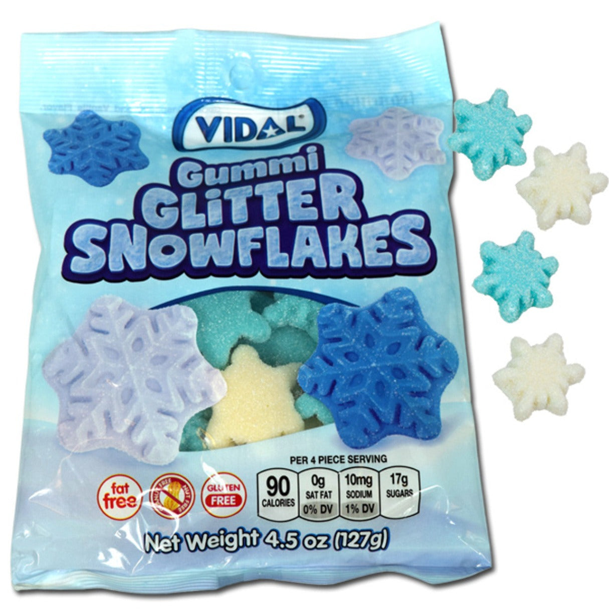 Vidal Gummi Glitter Snowflakes Bag 4.5oz - 6ct