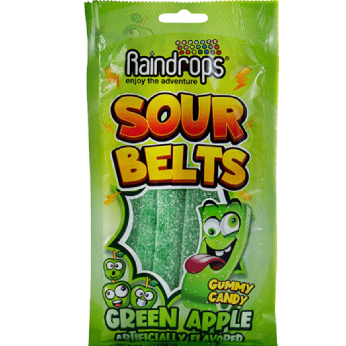 Raindrops Sour Belts Green Apple 3.52oz - 48ct