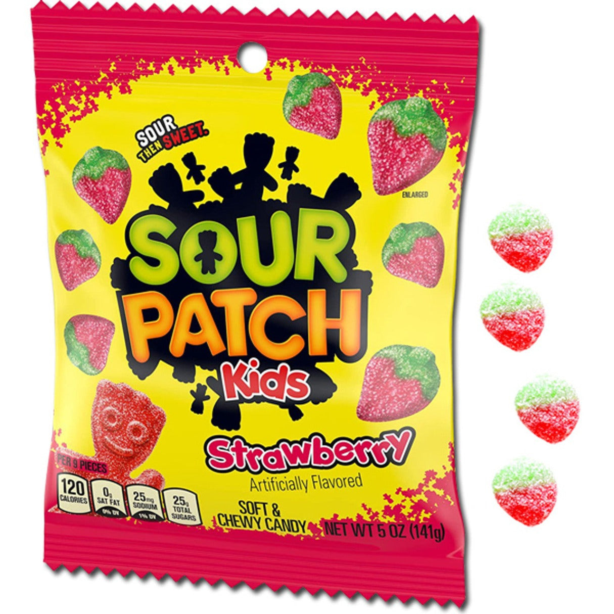 Sour Patch Gummi Strawberries Peg Bag 5oz - 12ct