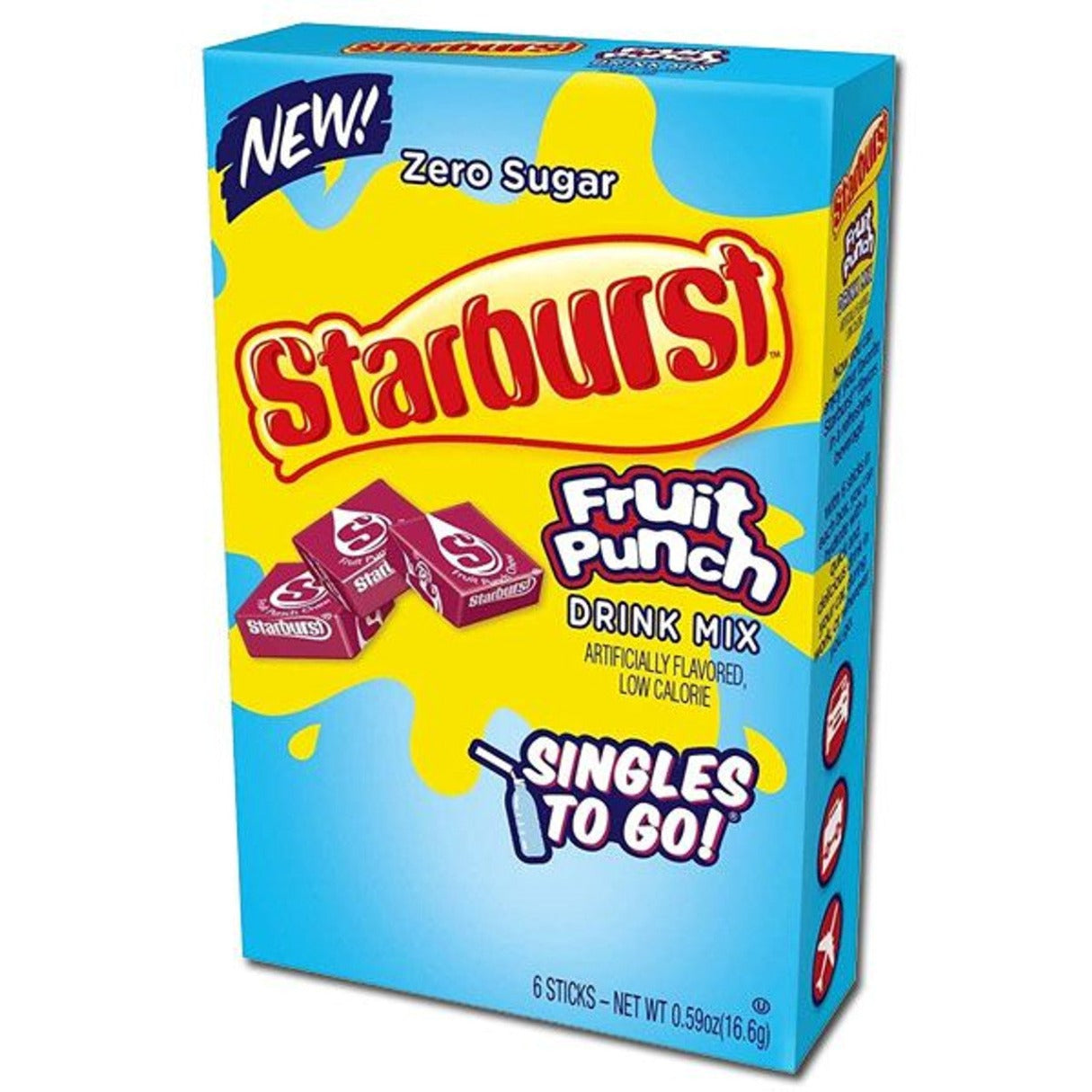Starburst Singles To Go Zero Sugar Drink Mix Fruit Punch 0.59oz - 12ct