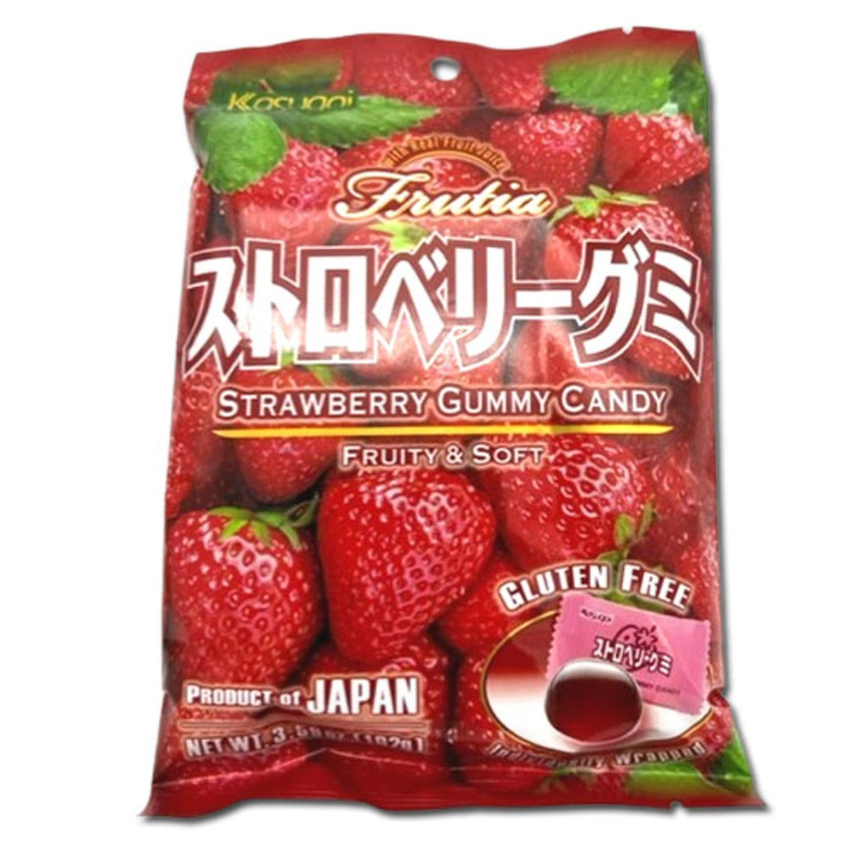 Kasugai Gummy Strawberry Peg Bag 3.59oz - 12ct