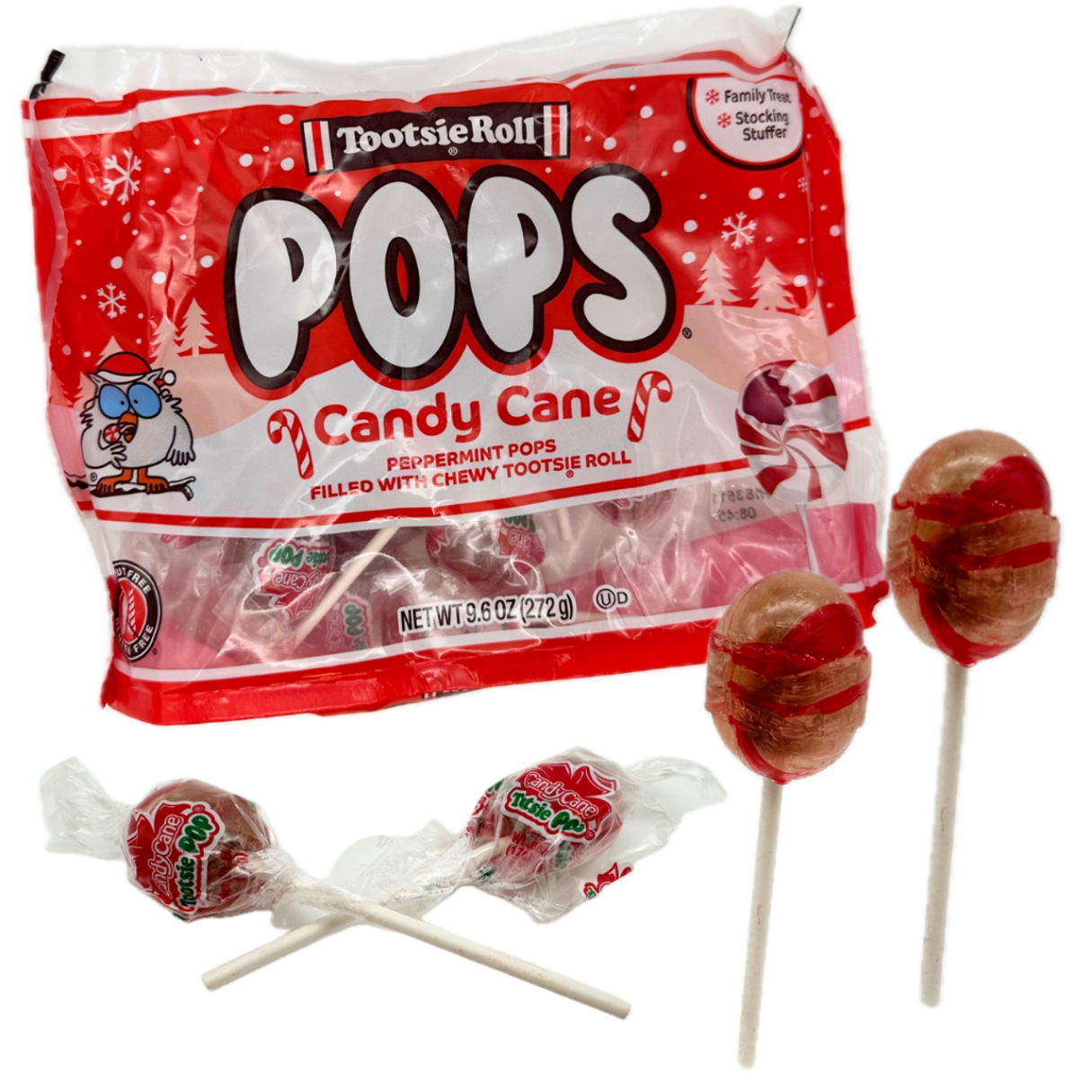 Candy Cane Tootsie Pop Lollipops 9.6oz - 12ct