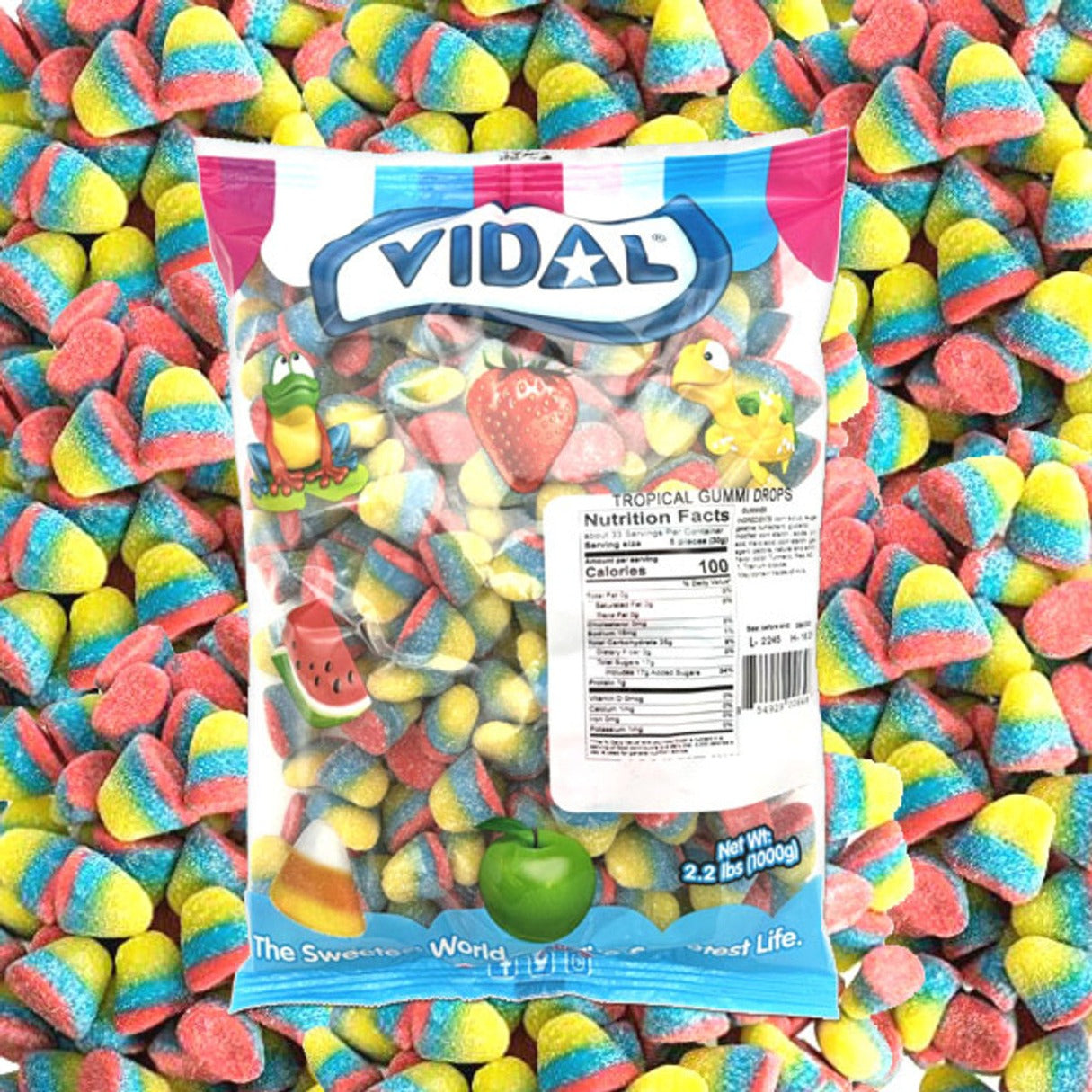 Vidal Tropical Gummi Drops Candy Bulk 2.2lb - 3ct