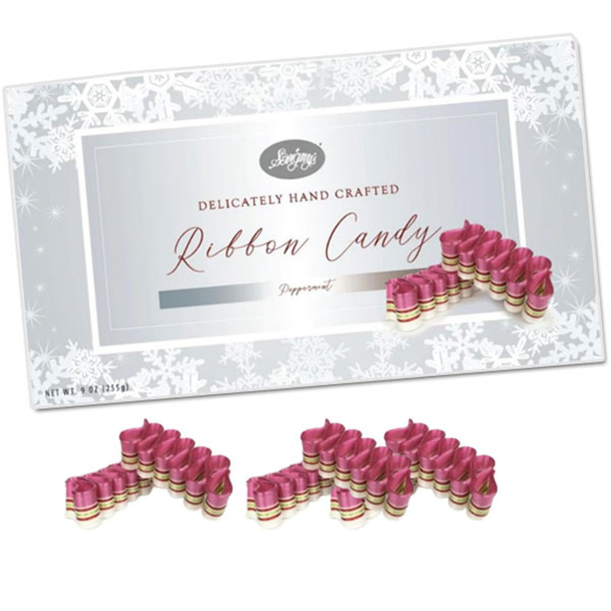 All Peppermint Thin Ribbon Candy 9oz (Silver Box) - 12ct