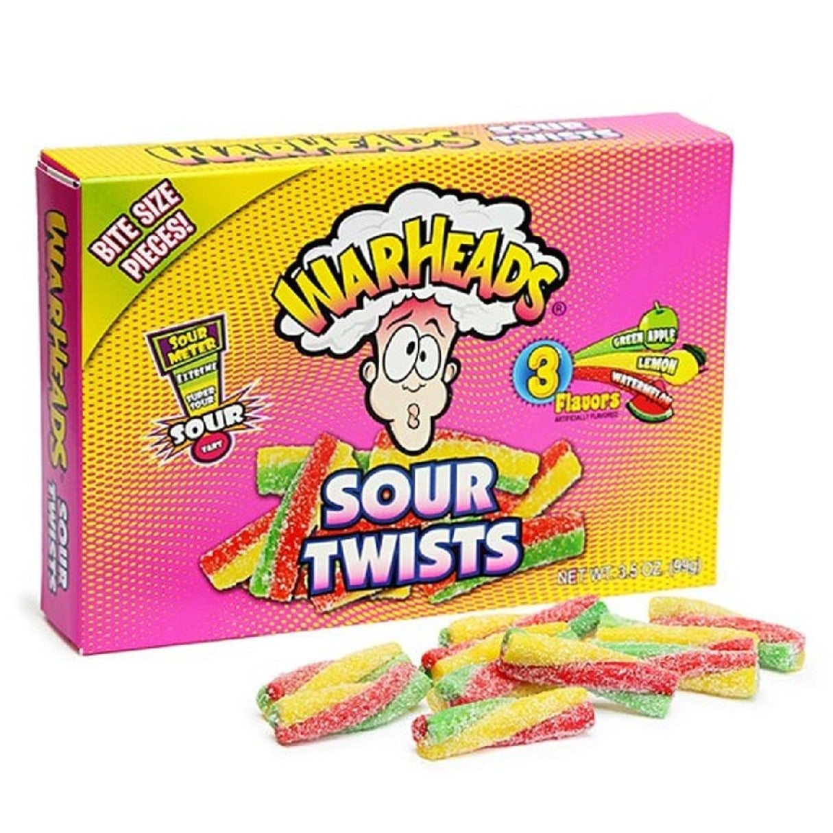 Warheads Sour Twists Box 3.5oz - 12ct