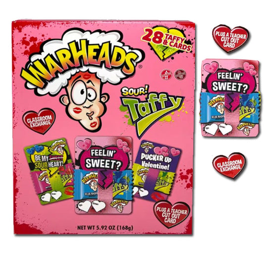 Warheads Sour Taffy Valentine's Taffy and Cards 5.92oz - 28ct