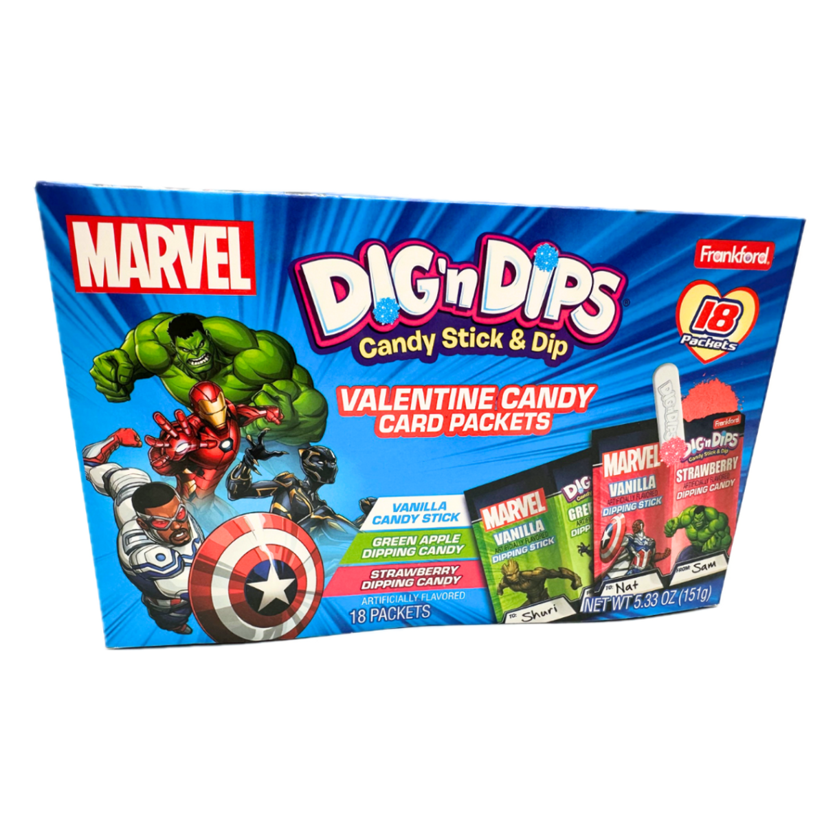 Marvel Dig 'n Dips Valentine Candy Card Packets - 6ct