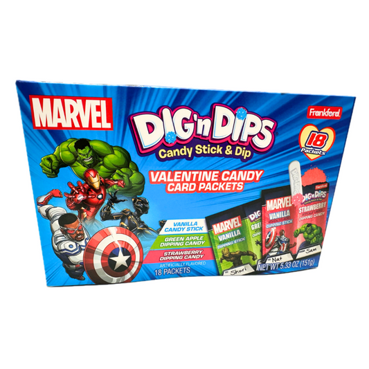 Marvel Dig 'n Dips Valentine Candy Card Packets - 6ct