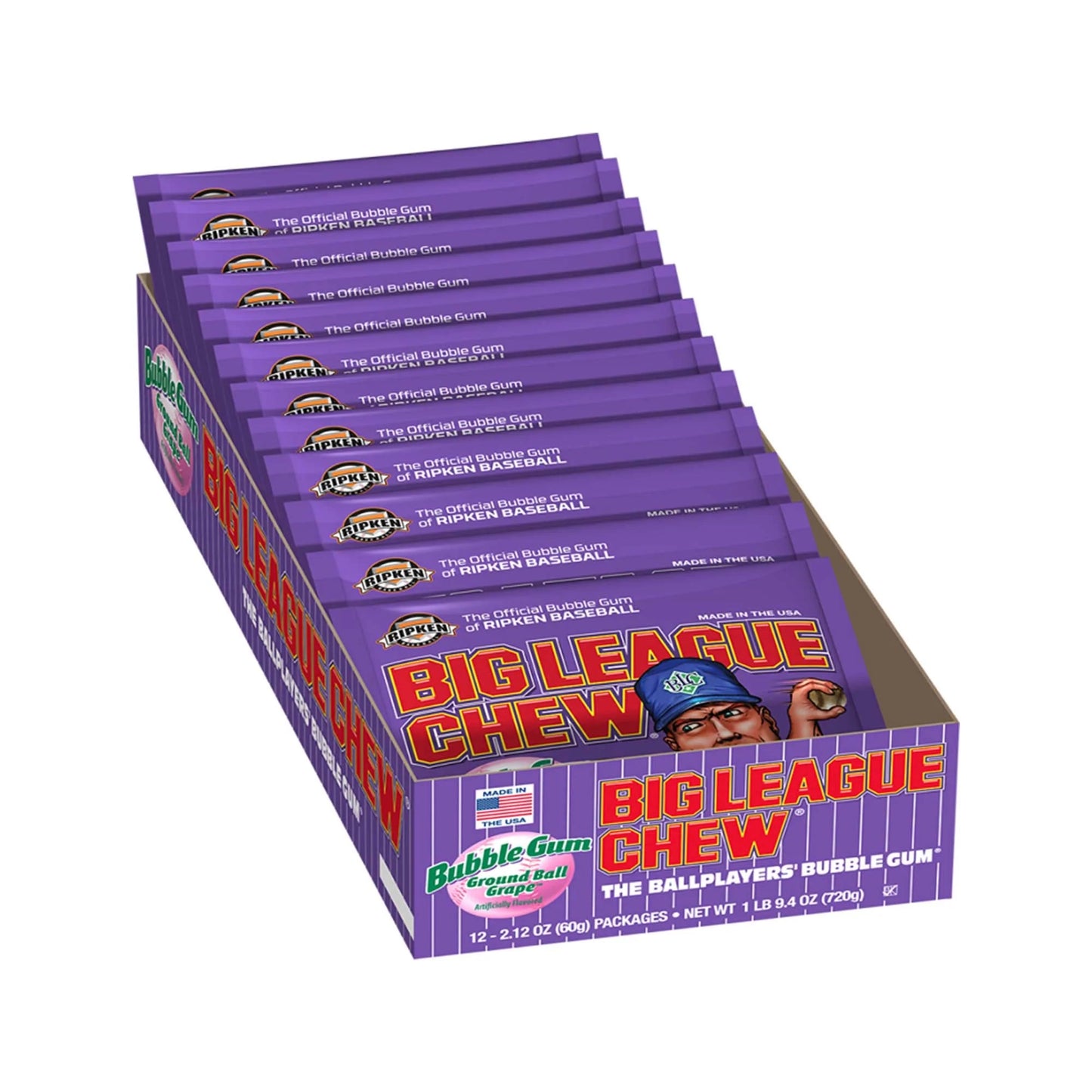 Big League Chew Grape Bubble Gum  2.12oz - 12ct