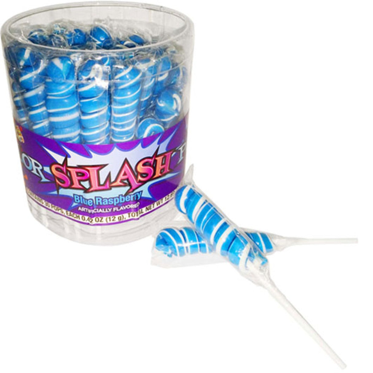 Albert's Splash Blue Raspberry Swirl Lollipops .42oz - 30ct