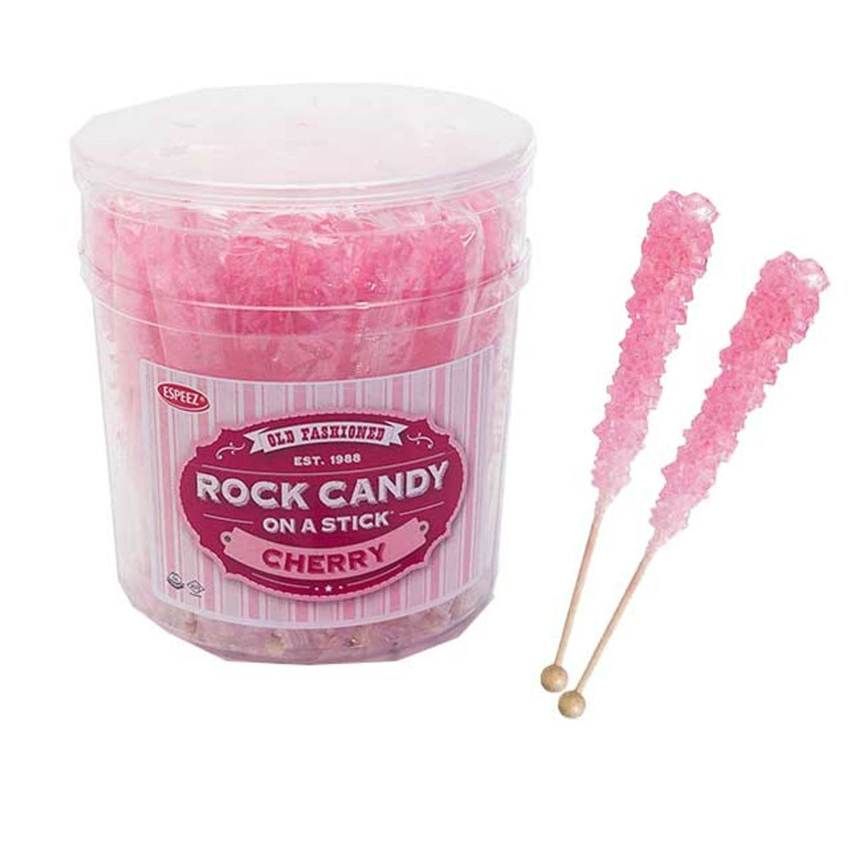 Espeez Rock Candy Sticks Pink Cherry Jar 0.8oz - 36ct – I Got Your Candy
