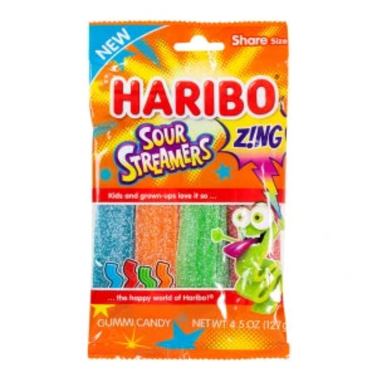 Haribo Zing Sour Streamers Gummi Candy 4.5oz - 12ct