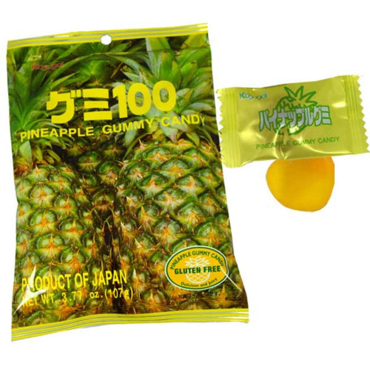 Kasugai Gummy Pineapple Peg Bag 3.77oz -  12ct