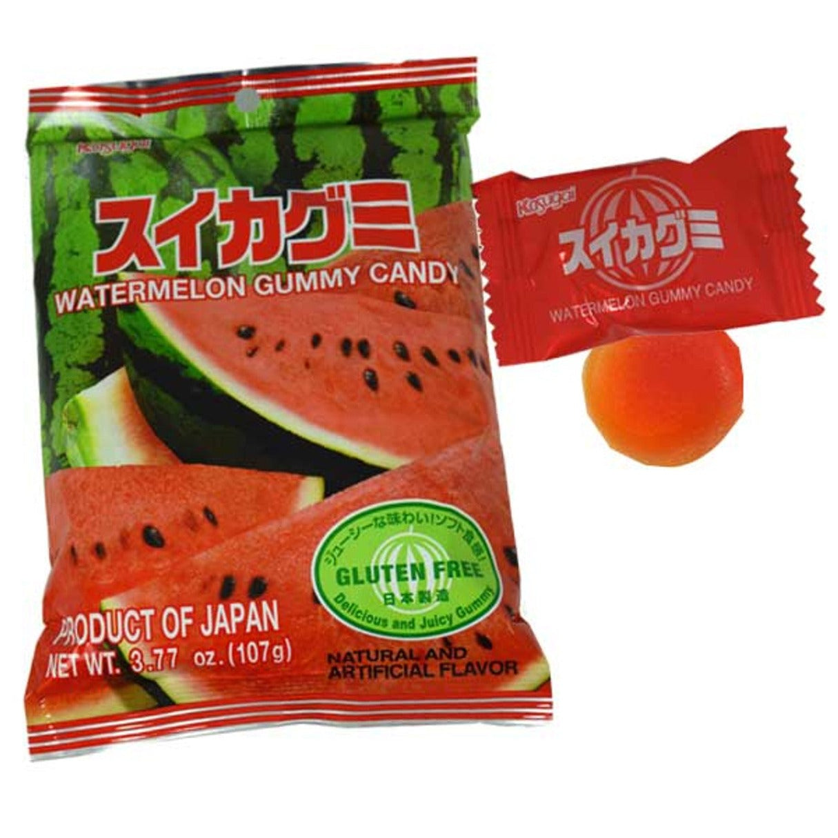 Kasugai Gummy Watermelon Peg Bag 3.77oz - 12ct