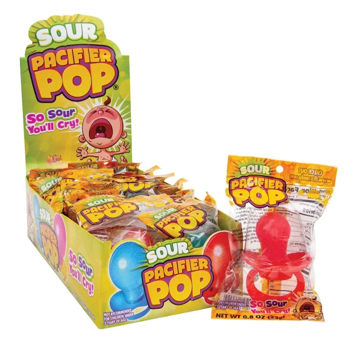 Pacifier Sweet Flix Sour Pacifier Pops 0.8oz - 12ct – I Got Your Candy