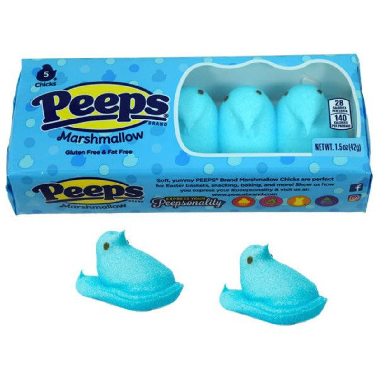 Marshmallow Peeps Blue 5pc  1.5oz - 24ct
