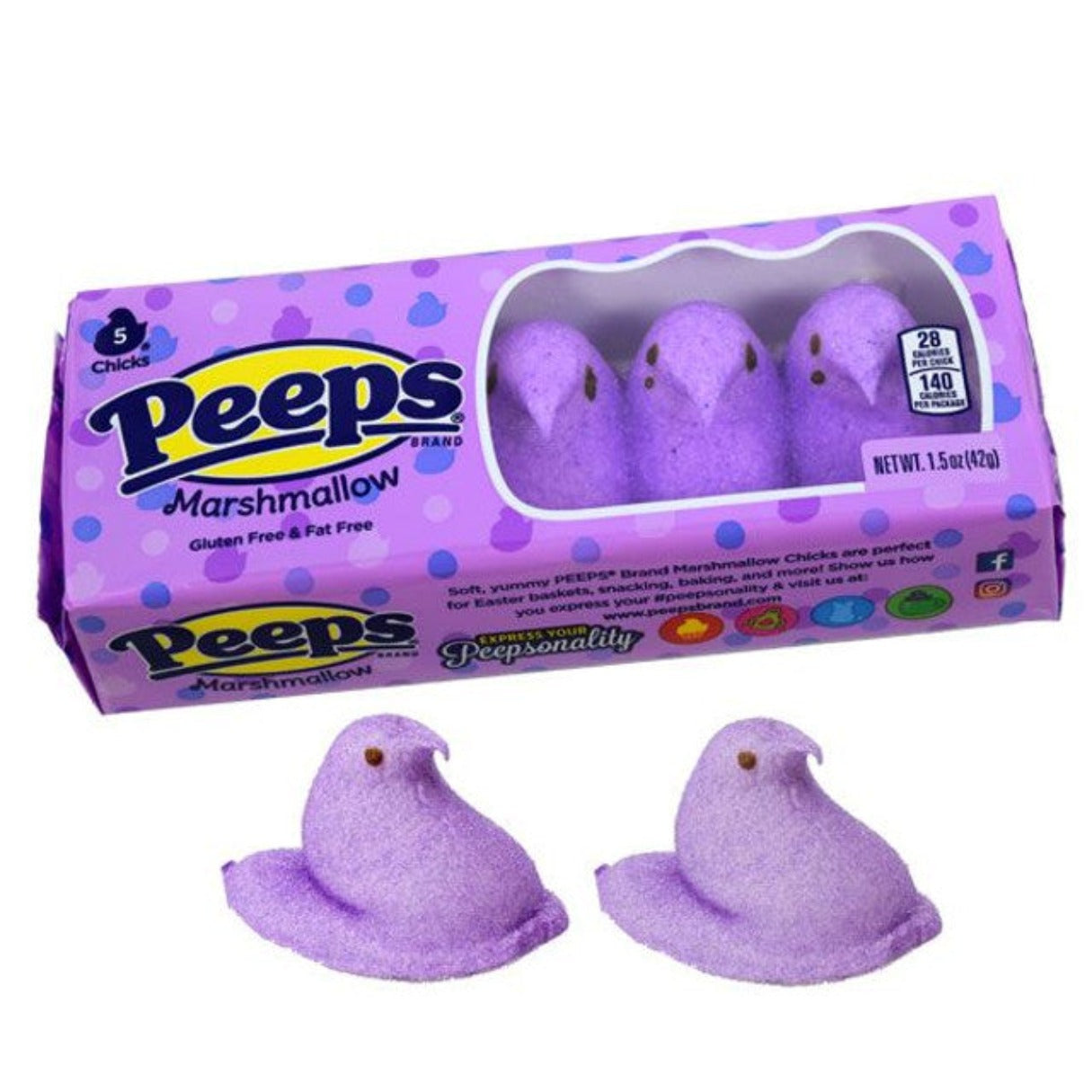 Peeps Marshmallow Purple 5pc 1.5oz - 24ct