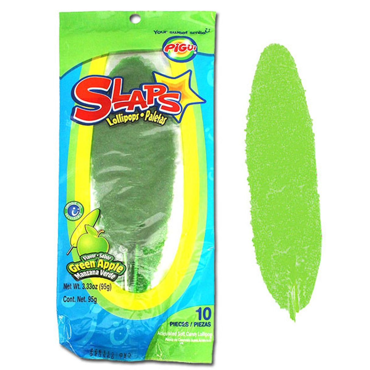 Slaps Lollipop Green Apple 3.33oz - 10ct