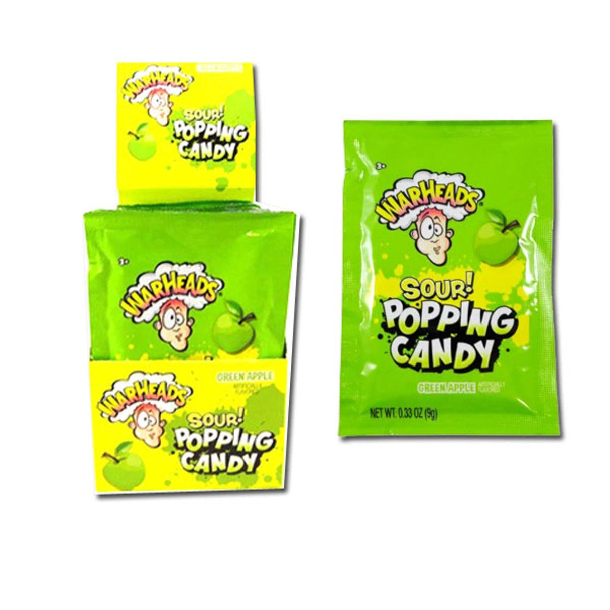Warheads Sour Apple Popping Candy .33oz - 20ct